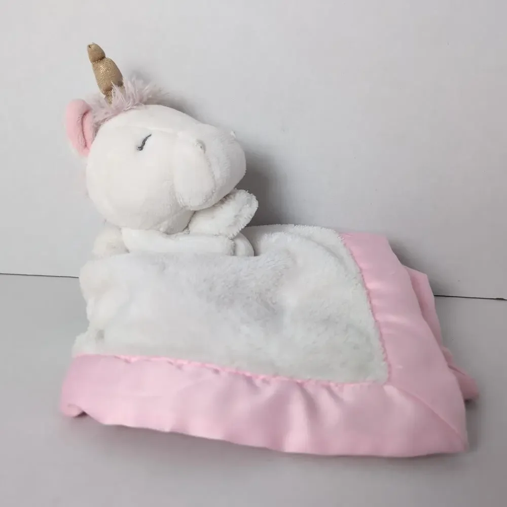 Carter's Unicorn Lovey Plush Security Blanket Stuffed‎ Animal Baby Pink White